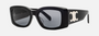 Celine Triomphe CL40282U 01A square sunglasses for women in full rim acetate, with shiny black with silver frame, and grey lenses. 53mm in lens size, 18mm in bridge size, and 135mm in temple length.