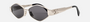 Celine Triomphe Metal 02 CL40254U 16A hexagonal sunglasses for women in full rim metal, with silver frame, and grey lenses. 54mm in lens size, 16mm in bridge size, and 135mm in temple length.