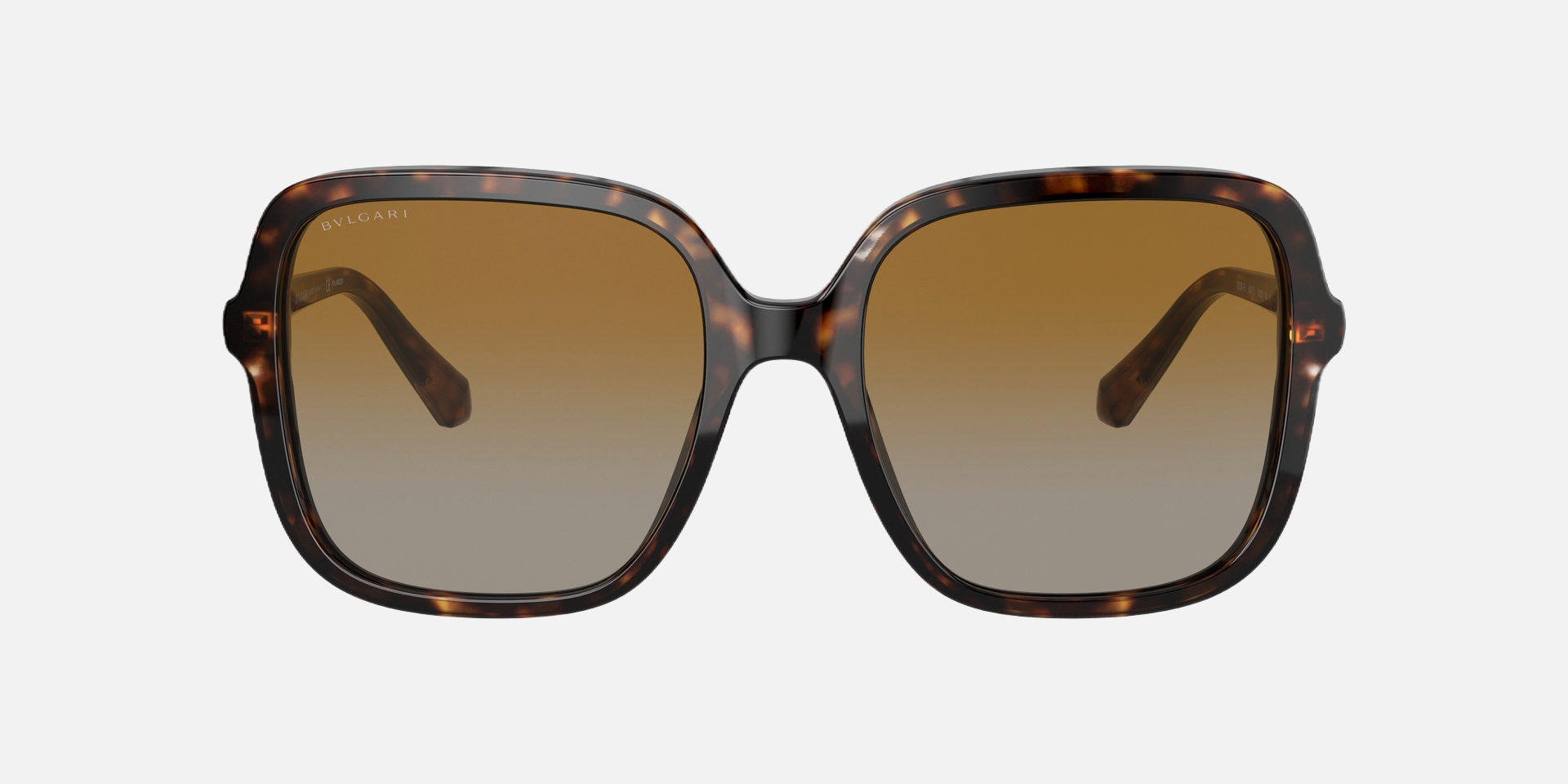 Bvlgari BV8228B 504/T5 oversized sunglasses for women in full rim plastic, with havana frame, and dark brown lenses. 57mm in lens size, 19mm in bridge size, and 140mm in temple length.
