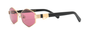 Marc Jacobs Marc 496/S Y11/VC hexagonal sunglasses for women in full rim metal, with gold frame, and pink lenses. 55mm in lens size, 17mm in bridge size, and 140mm in temple length.