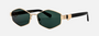 Marc Jacobs Marc 496/S PEF/MT hexagonal sunglasses for women in full rim metal, with gold frame, and green mirror lenses. 55mm in lens size, 17mm in bridge size, and 140mm in temple length.