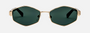 Marc Jacobs Marc 496/S PEF/MT hexagonal sunglasses for women in full rim metal, with gold frame, and green mirror lenses. 55mm in lens size, 17mm in bridge size, and 140mm in temple length.