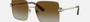 Bvlgari BV6180KB 278/T5 square sunglasses for women in full rim metal, with pale gold plated frame, and brown gradient lenses. 57mm in lens size, 17mm in bridge size, and 140mm in temple length.