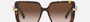 Bvlgari BV8243B 504/13 square sunglasses for women in full rim plastic, with havana frame, and brown gradient lenses. 56mm in lens size, 17mm in bridge size, and 140mm in temple length.