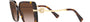 Bvlgari BV8243B 504/13 square sunglasses for women in full rim plastic, with havana frame, and brown gradient lenses. 56mm in lens size, 17mm in bridge size, and 140mm in temple length.