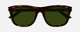 Gucci GG1444S 002 square sunglasses for men in full rim plastic, with havana frame, and green lenses. 55mm in lens size, 20mm in bridge size, and 145mm in temple length.