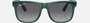 Ray-Ban Junior Justin Kids RJ9069S 7130T3 square sunglasses for kids in full rim injected, with polished opal green frame, and grey polarized lenses. 48mm in lens size, 16mm in bridge size, and 130mm in temple length.