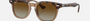 Ray-Ban Junior RJ9098S 7152T5 square sunglasses for kids in full rim acetate, with havana on transparent frame, and brown gradient lenses. 45mm in lens size, 18mm in bridge size, and 130mm in temple length.