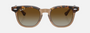 Ray-Ban Junior RJ9098S 7152T5 square sunglasses for kids in full rim acetate, with havana on transparent frame, and brown gradient lenses. 45mm in lens size, 18mm in bridge size, and 130mm in temple length.