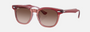 Ray-Ban Junior RJ9098S 715413 square sunglasses for kids in full rim acetate, with polished top red & orange & light purple frame, and brown lenses. 45mm in lens size, 18mm in bridge size, and 130mm in temple length.