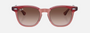 Ray-Ban Junior RJ9098S 715413 square sunglasses for kids in full rim acetate, with polished top red & orange & light purple frame, and brown lenses. 45mm in lens size, 18mm in bridge size, and 130mm in temple length.