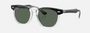 Ray-Ban Junior RJ9098S 715871 square sunglasses for kids in full rim acetate, with polished black on transparent frame, and dark green lenses. 45mm in lens size, 18mm in bridge size, and 130mm in temple length.