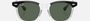 Ray-Ban Junior RJ9098S 715871 square sunglasses for kids in full rim acetate, with polished black on transparent frame, and dark green lenses. 45mm in lens size, 18mm in bridge size, and 130mm in temple length.