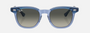 Ray-Ban Junior RJ9098S 715911 square sunglasses for kids in full rim acetate, with purple on transparent purple frame, and grey gradient lenses. 45mm in lens size, 18mm in bridge size, and 130mm in temple length.