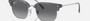 Ray-Ban Junior New Clubmaster RJ9116S 7134T3 irregular sunglasses for kids in full rim injected, with polished opal blue on silver frame, and grey polarized lenses. 47mm in lens size, 17mm in bridge size, and 125mm in temple length.