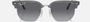 Ray-Ban Junior New Clubmaster RJ9116S 7134T3 irregular sunglasses for kids in full rim injected, with polished opal blue on silver frame, and grey polarized lenses. 47mm in lens size, 17mm in bridge size, and 125mm in temple length.