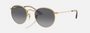 Ray-Ban Junior Round Kids RJ9547S 292/T3 round sunglasses for kids in full rim metal, with polished arista gold frame, and grey polarized lenses. 44mm in lens size, 19mm in bridge size, and 130mm in temple length.