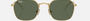 Ray-Ban Junior RJ9594S 223/71 irregular sunglasses for kids in full rim metal, with gold frame, and dark green lenses. 49mm in lens size, 19mm in bridge size, and 130mm in temple length.