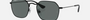 Ray-Ban Junior RJ9594S 287/81 irregular sunglasses for kids in full rim metal, with polished black frame, and dark grey polarized lenses. 49mm in lens size, 19mm in bridge size, and 130mm in temple length.