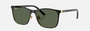 Ray-Ban Junior RJ9551S 294/71 square sunglasses for kids in full rim metal, with black frame, and dark green lenses. 48mm in lens size, 16mm in bridge size, and 125mm in temple length.