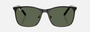 Ray-Ban Junior RJ9551S 294/71 square sunglasses for kids in full rim metal, with black frame, and dark green lenses. 48mm in lens size, 16mm in bridge size, and 125mm in temple length.