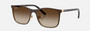 Ray-Ban Junior RJ9551S 297/13 square sunglasses for kids in full rim metal, with brown frame, and brown gradient lenses. 48mm in lens size, 16mm in bridge size, and 125mm in temple length.