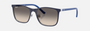 Ray-Ban Junior RJ9551S 298/11 square sunglasses for kids in full rim metal, with blue on silver frame, and grey gradien lenses. 48mm in lens size, 16mm in bridge size, and 125mm in temple length.