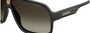Carrera 1014/S 807 pilot sunglasses for men in full rim plastic, with black frame, and gradient brown lenses. 64mm in lens size, 10mm in bridge size, and 135mm in temple length.