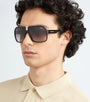 Carrera 1014/S 807 pilot sunglasses for men in full rim plastic, with black frame, and gradient brown lenses. 64mm in lens size, 10mm in bridge size, and 135mm in temple length.