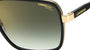 Carrera 256/S RHL rectangular sunglasses for men in full rim metal, with black gold frame, and gradient green lenses. 58mm in lens size, 18mm in bridge size, and 140mm in temple length.