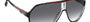 Carrera 1057/S OIT pilot sunglasses for men in full rim plastic, with black red frame, and gradient grey lenses. 64mm in lens size, 11mm in bridge size, and 135mm in temple length.