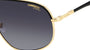 Carrera 318/S I46 pilot sunglasses for men in full rim metal, with matte black gold frame, and gradient grey lenses. 60mm in lens size, 16mm in bridge size, and 145mm in temple length.