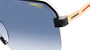 Carrera 1066/S 7C5 pilot sunglasses for men in rimless metal, with black crystal frame, and gradient blue lenses. 63mm in lens size, 12mm in bridge size, and 145mm in temple length.