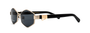 Marc Jacobs Marc 496/S J5G/IR hexagonal sunglasses for women in full rim metal, with gold frame, and grey lenses. 55mm in lens size, 17mm in bridge size, and 140mm in temple length.
