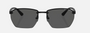 Armani Exchange AX2048S 600087 irregular sunglasses for men in full rim metal, with matte black frame, and dark grey lenses. 59mm in lens size, 16mm in bridge size, and 145mm in temple length.