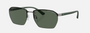 Armani Exchange AX2048S 600371 irregular sunglasses for men in full rim metal, with matte gunmetal frame, and dark green lenses. 59mm in lens size, 16mm in bridge size, and 132mm in temple length.