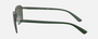 Armani Exchange AX2048S 600371 irregular sunglasses for men in full rim metal, with matte gunmetal frame, and dark green lenses. 59mm in lens size, 16mm in bridge size, and 132mm in temple length.