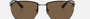 Armani Exchange AX2048S 608573 irregular sunglasses for men in full rim metal, with shiny gunmetal frame, and dark brown lenses. 59mm in lens size, 16mm in bridge size, and 132mm in temple length.