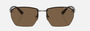 Armani Exchange AX2048S 608573 irregular sunglasses for men in full rim metal, with shiny gunmetal frame, and dark brown lenses. 59mm in lens size, 16mm in bridge size, and 132mm in temple length.