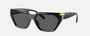Tiffany TF4205U 8001S4 irregular sunglasses for women in full rim injected, with black frame, and grey gradient lenses. 56mm in lens size, 14mm in bridge size, and 140mm in temple length.