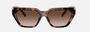 Tiffany TF4205U 80153B irregular sunglasses for women in full rim injected, with havana frame, and brown gradient lenses. 56mm in lens size, 14mm in bridge size, and 140mm in temple length.