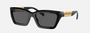 Tiffany TF4213 8001S4 rectangular sunglasses for women in full rim acetate, with black frame, and dark grey lenses. 54mm in lens size, 18mm in bridge size, and 140mm in temple length.