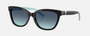 Tiffany TF4237B 80019S cat eye sunglasses for women in full rim acetate, with black frame, and blue gradient lenses. 55mm in lens size, 17mm in bridge size, and 140mm in temple length.