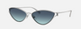 Tiffany TF3095 60019S cat eye sunglasses for women in full rim metal, with silver frame, and blue gradient lenses. 61mm in lens size, 16mm in bridge size, and 135mm in temple length.