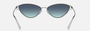 Tiffany TF3095 60019S cat eye sunglasses for women in full rim metal, with silver frame, and blue gradient lenses. 61mm in lens size, 16mm in bridge size, and 135mm in temple length.