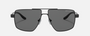 Armani Exchange AX2037S 600081 pilot sunglasses for men in full rim metal, with matte black frame, and dark grey polarized lenses. 60mm in lens size, 14mm in bridge size, and 139mm in temple length.