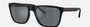 Armani Exchange AX4080S 80786G square sunglasses for men in full rim plastic, with dark grey frame, and black lenses. 57mm in lens size, 19mm in bridge size, and 145mm in temple length.