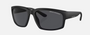 Armani Exchange AX4142SU 807887 square sunglasses for men in full rim plastic, with matte black frame, and dark grey polarized lenses. 61mm in lens size, 17mm in bridge size, and 135mm in temple length.