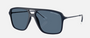 Armani Exchange AX4150SU 818180 pilot sunglasses for men in full rim plastic, with matte dark blue frame, and dark blue lenses. 59mm in lens size, 15mm in bridge size, and 139mm in temple length.