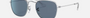 Ray-Ban Junior Frank Kids RJ9557S 212/80 square sunglasses for kids in full rim metal, with polished silver frame, and dark blue lenses. 46mm in lens size, 19mm in bridge size, and 130mm in temple length.